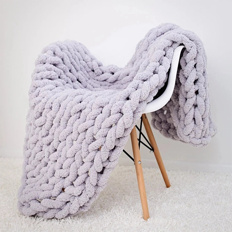 Chunky Hand Knitted Blanket 