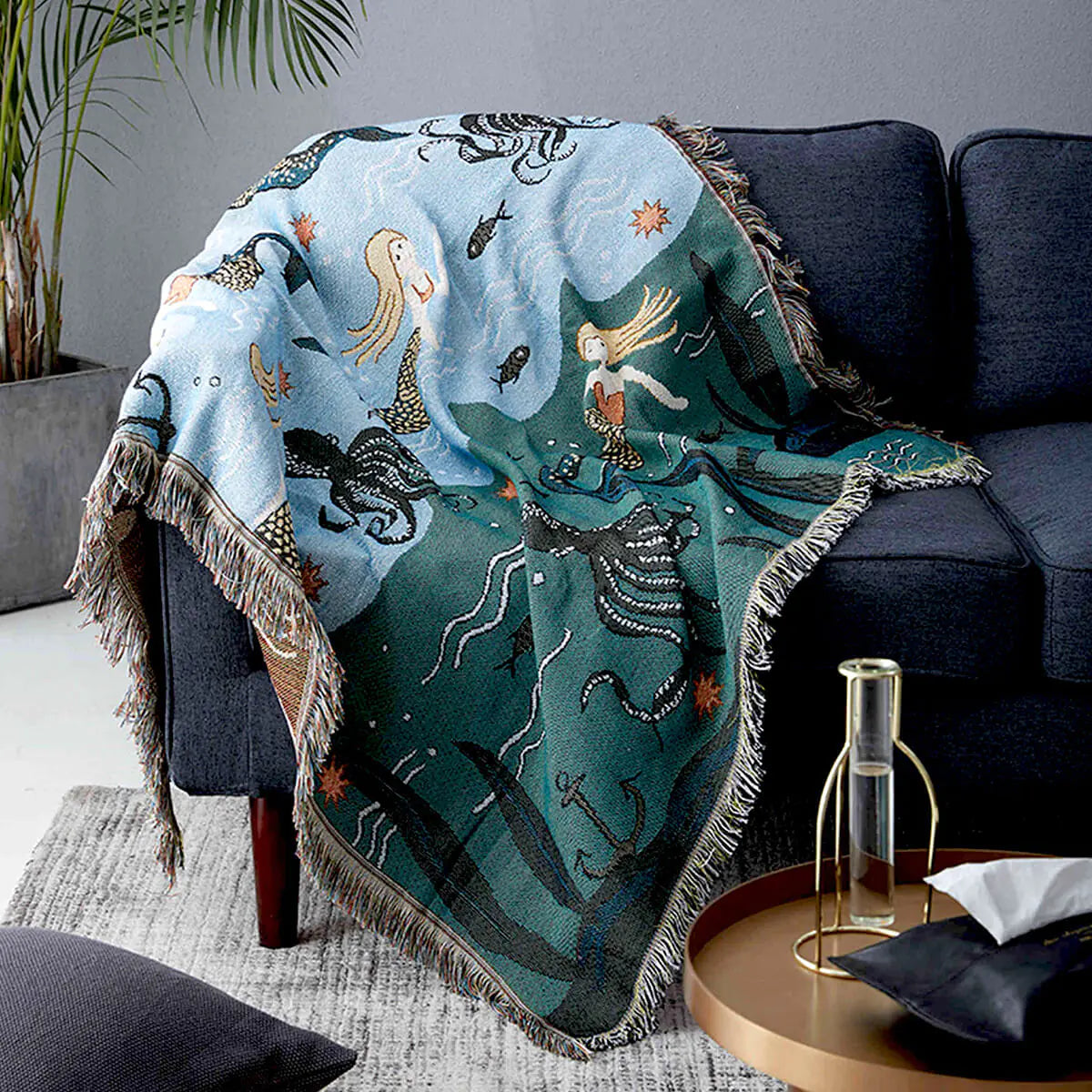 Mermaid Fringe Throw Blanket