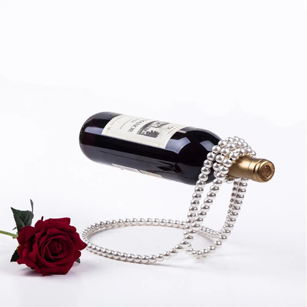 Gravity Defying Pearl Necklace Wine Rack