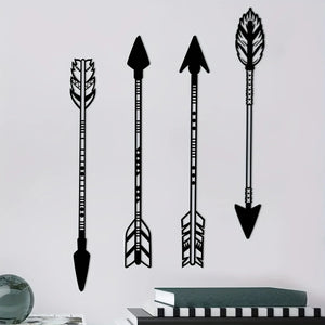 4 Pcs Black Metal Arrow Wall Art Set