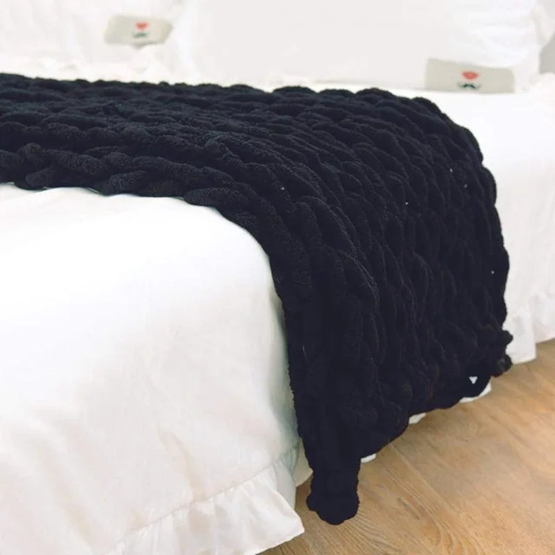 Chunky Hand Knitted Blanket 