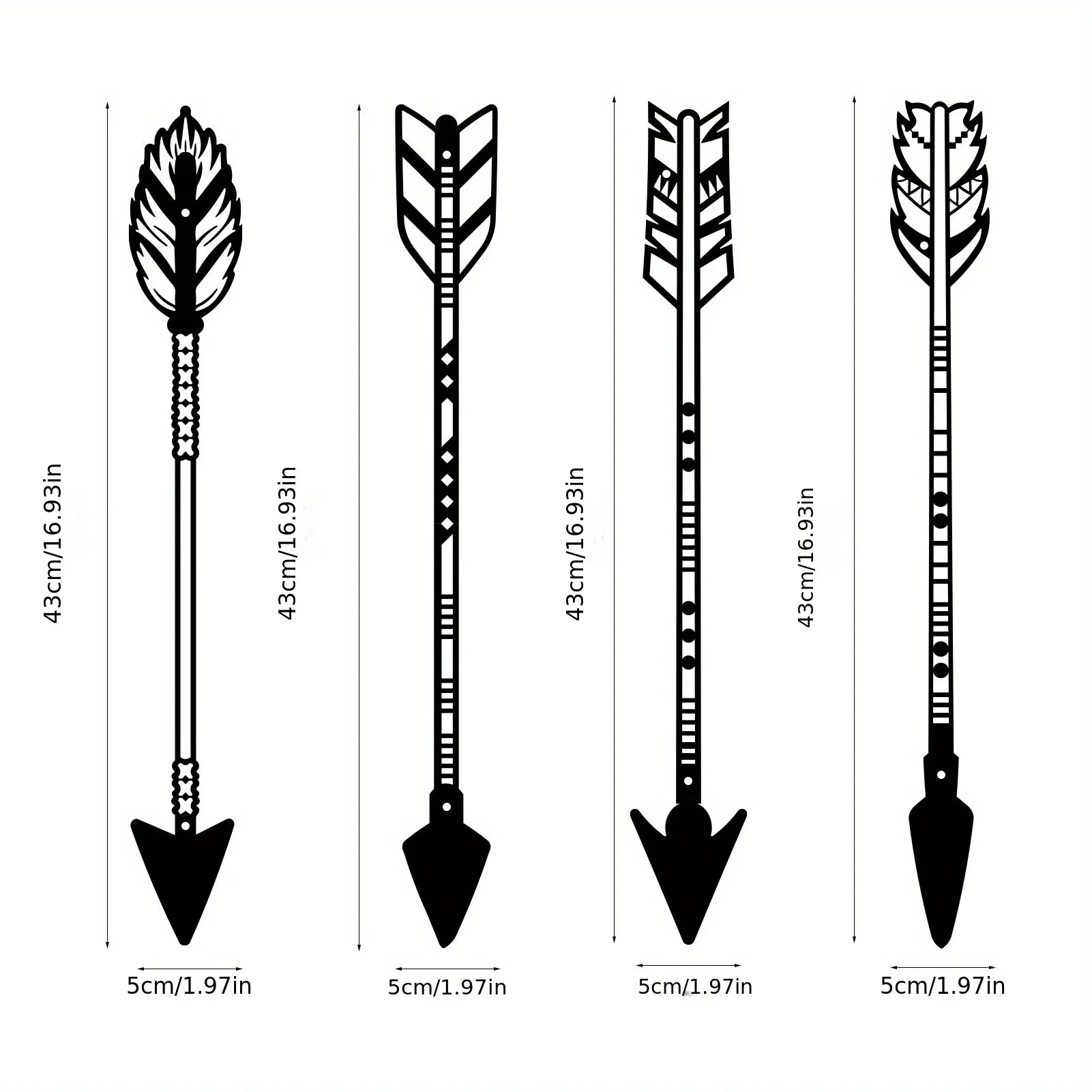 4 Pcs Black Metal Arrow Wall Art Set