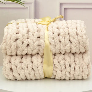 Chunky Hand Knitted Blanket 