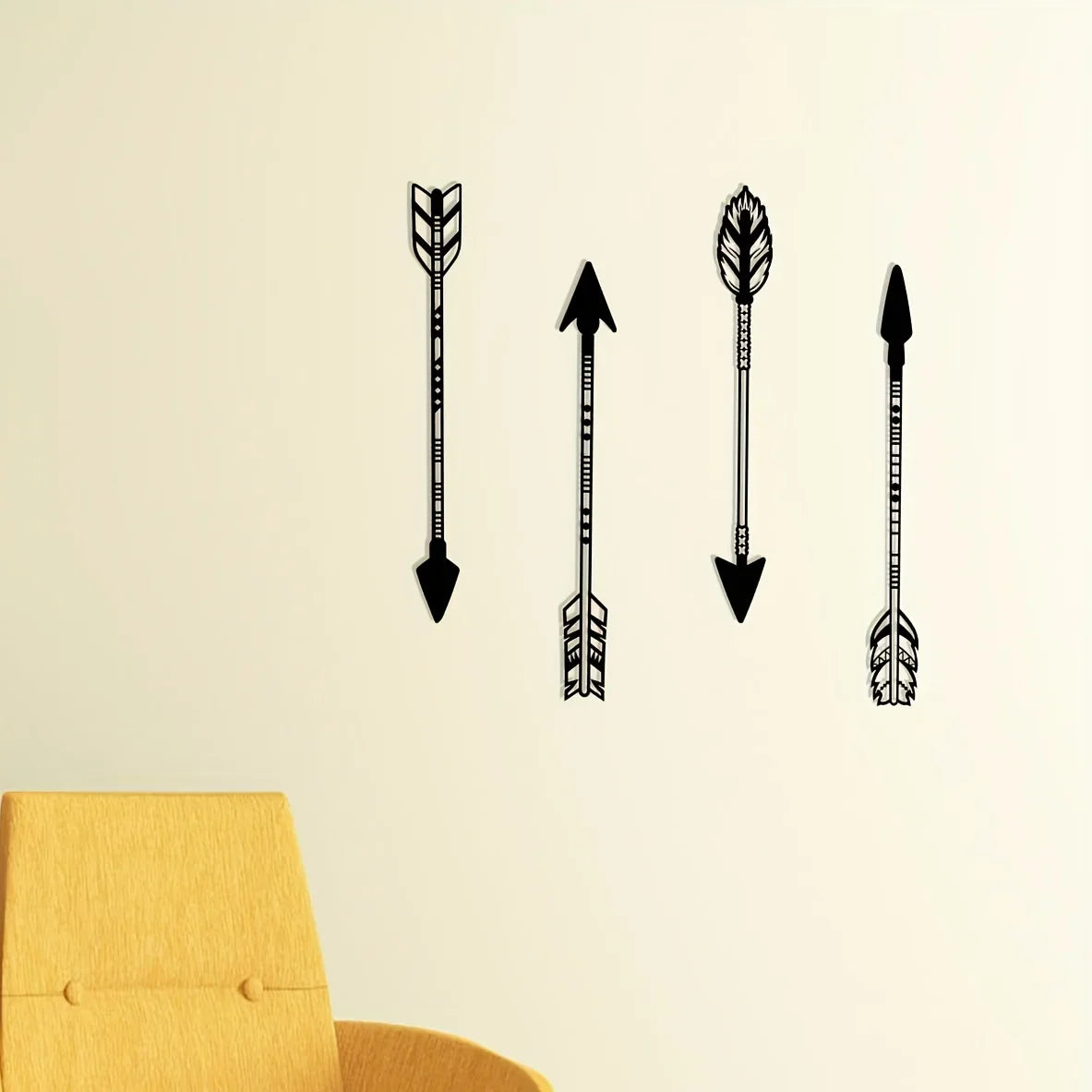 4 Pcs Black Metal Arrow Wall Art Set